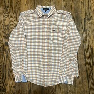Banana Republic Orange and White Gingham Button-Down Shirt